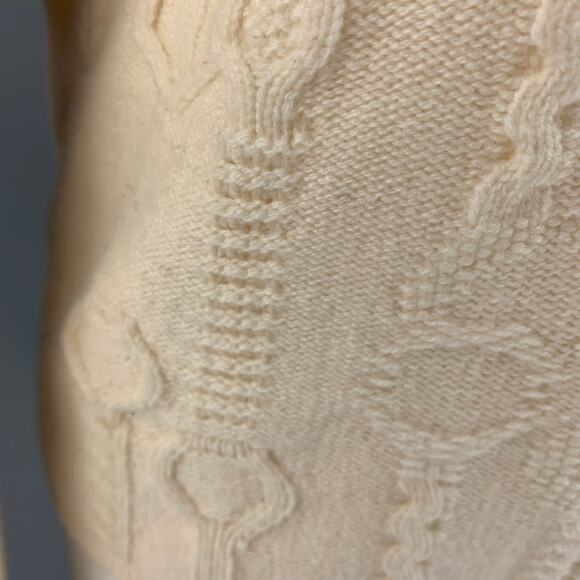 HERMES Size 6 Cream Virgin Wool Textured Sweater - Picture 5 of 7